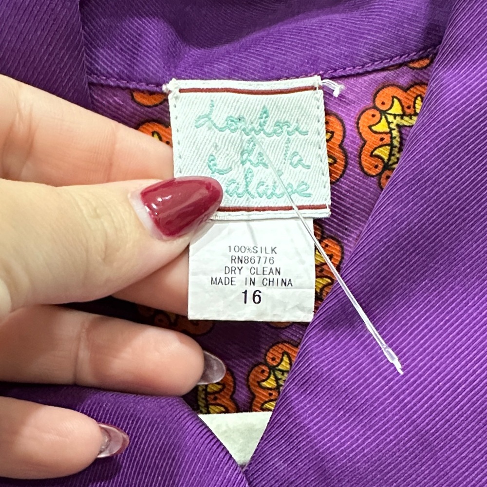 Women's Purple Printed Button-Up Blouse - Picture 2 of 5